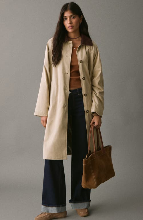 Mango Teen Corduroy Collar Trench Coat In Neutral