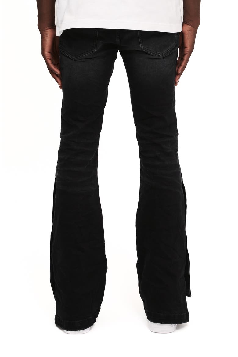 Crystal Side Snap Flare Jeans, Alternate, color, BLACK