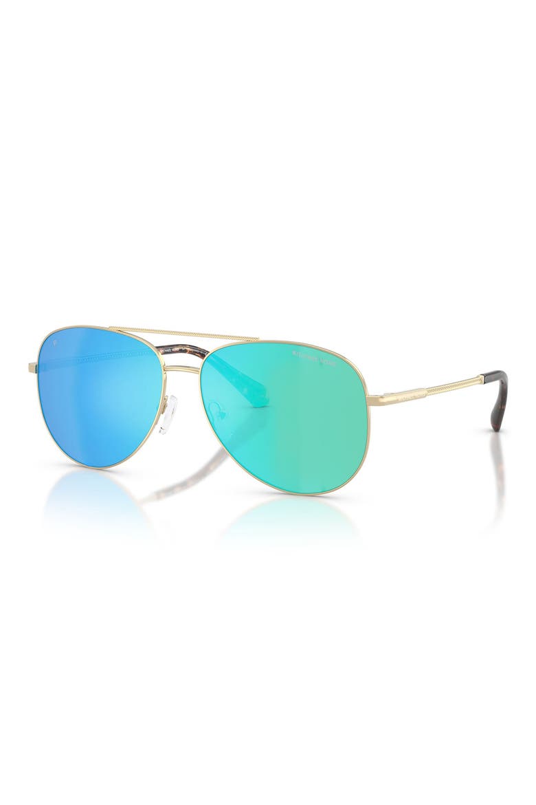 Perledo 58mm Polarized Pilot Sunglasses, Alternate, color, LIGHT GOLD / BLUE POLAR
