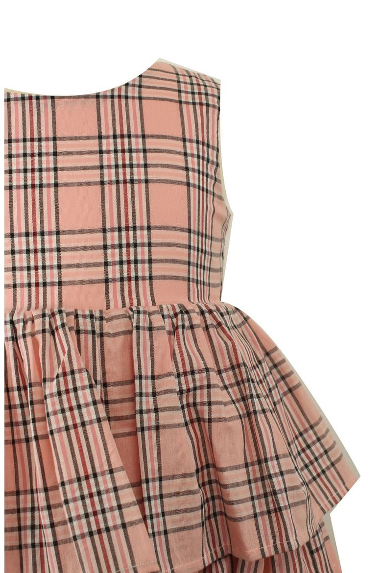 Kids' Check Print Sleeveless Tiered Party Dress, Alternate, color, PINK MULTI