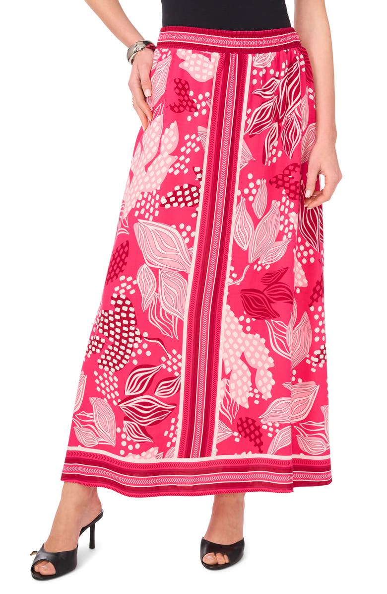 Halogen<sup>®</sup> A-Line Midi Skirt, Main, color, Pink Peacock Leaves