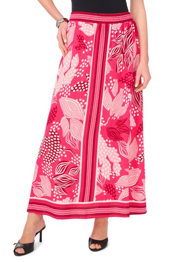 Halogen ® A-line Midi Skirt In Pink Peacock Leaves
