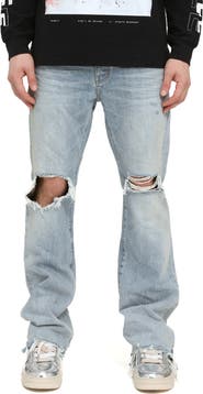 PURPLE BRAND Lucca Ripped Knee Fade Bootcut Jeans