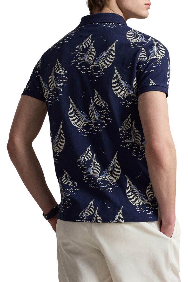 Classic Fit Sailboat Cotton Mesh Polo, Alternate, color, SAILBOAT RACE-NEWPORT NAVY