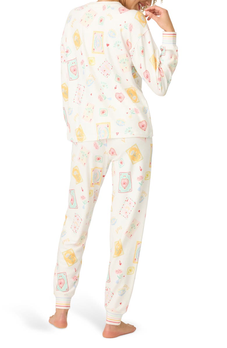 PJ Salvage Lucky Me Peachy Jersey Pajamas, Alternate, color, Ivory