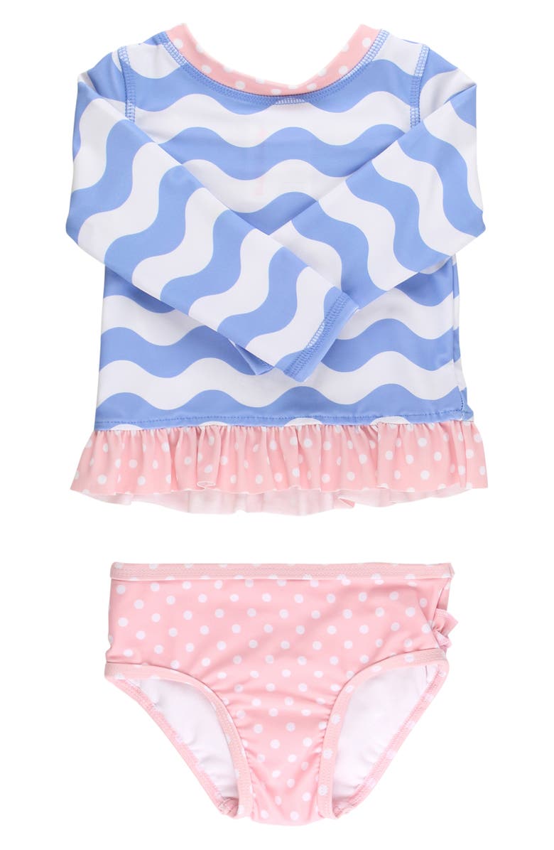RuffleButts Kids' Periwinkle Two-Piece Swimsuit, Main, color, Blue