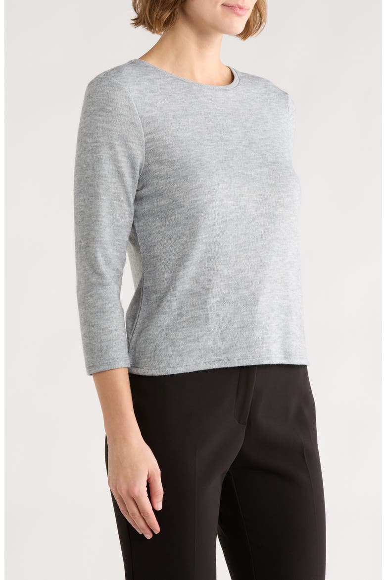 Three Quarter Sleeve Knit Top, Alternate, color, SILVER HEATHER