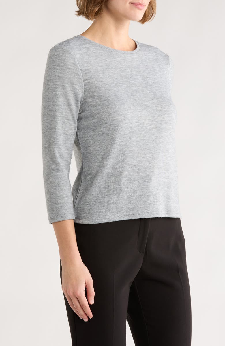 Vince Camuto Three Quarter Sleeve Knit Top, Alternate, color, Silver Heather