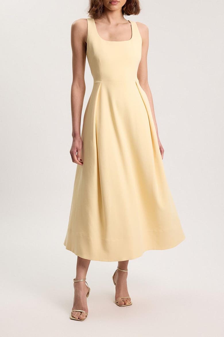 Full Skirt Midi Dress, Alternate, color, Yellow