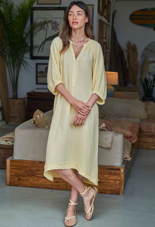 Ocean + Main Ocean+main Gauze Dress With Pockets In Pale Yellow