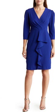 Julia Jordan Cascade Ruffle Crepe Sheath Dress