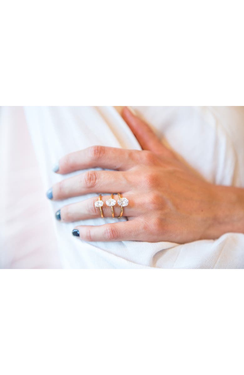 HauteCarat Oval Cut Lab Created Diamond Ring, Alternate, color, 2.00 Ctw 18K Yellow Gold