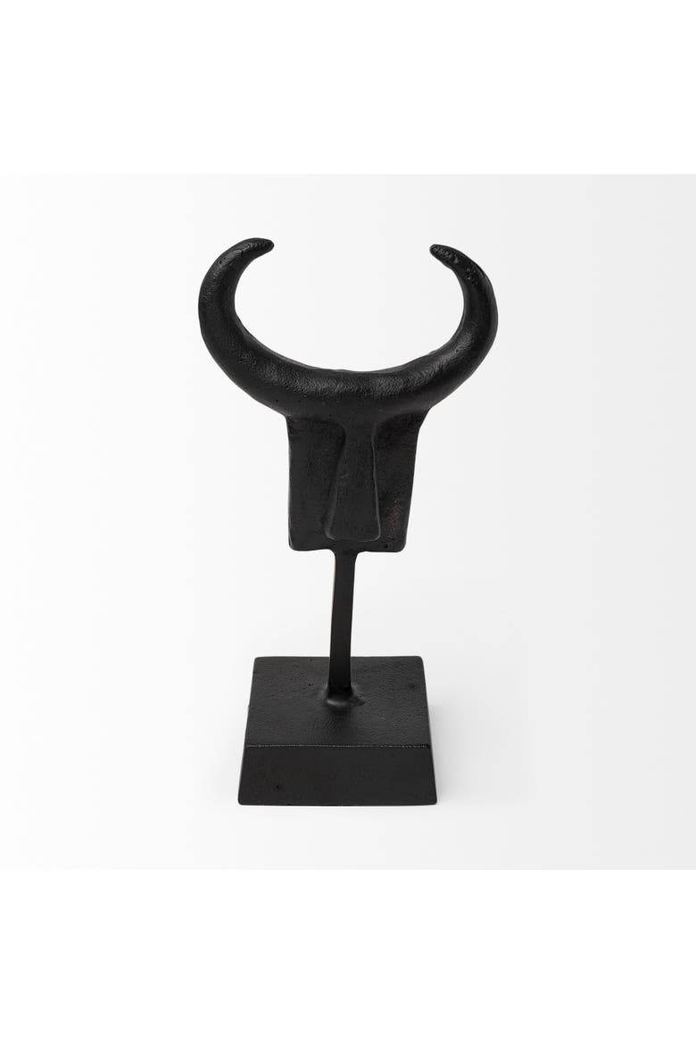 Caleb 4L x 5W Metal Tribal Figurine, Alternate, color, Black