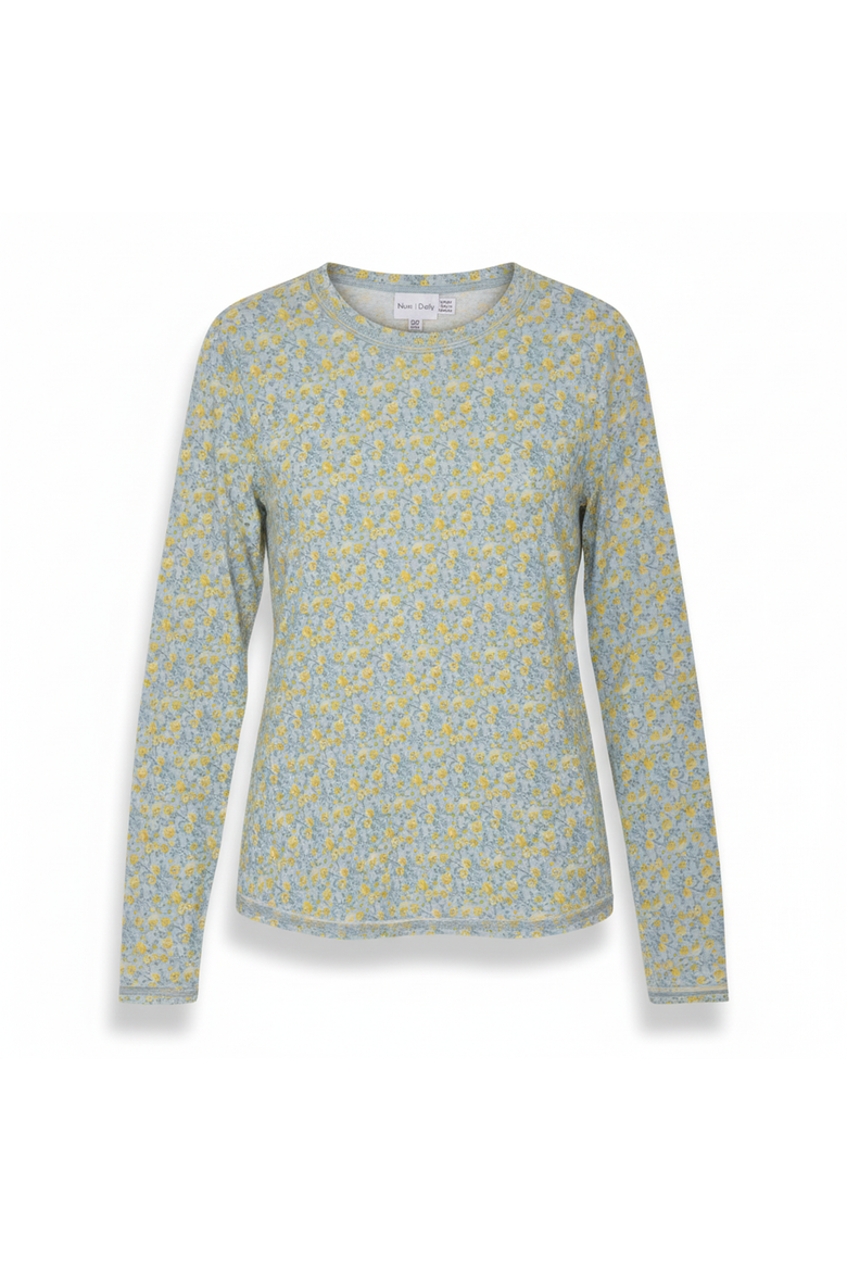 Soft Knit Long Sleeve Raw Edge T-Shirt, Main, color, Blue/Yellow