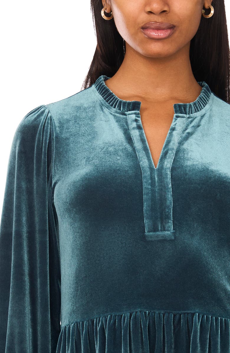 Halogen<sup>®</sup> Velvet Long Sleeve Tiered Minidress, Alternate, color, Spruce