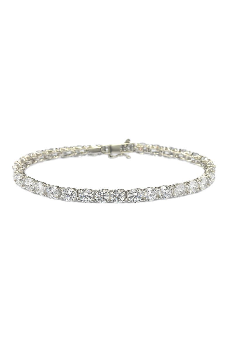 CZ Sterling Silver Pave CZ Tennis Bracelet, Main, color, WHITE