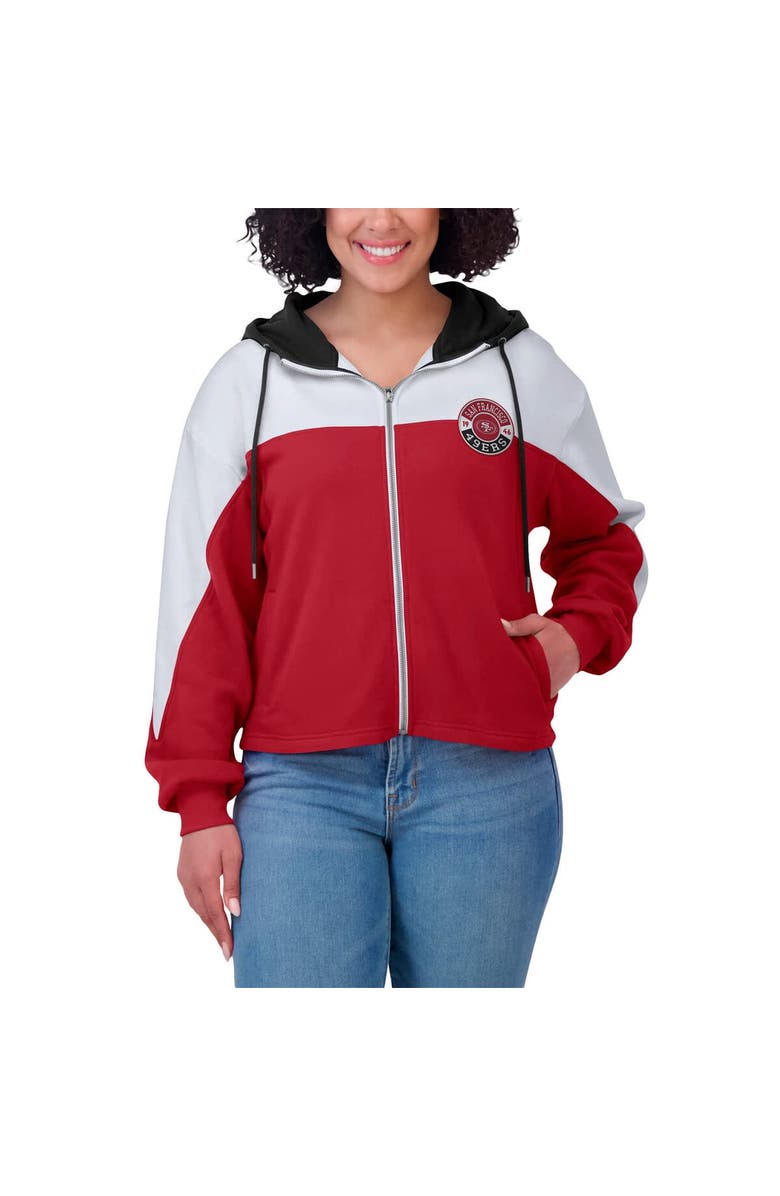 WEAR by Erin Andrews Women's WEAR by Erin Andrews Scarlet/White San Francisco 49ers Color Block Full-Zip Hoodie, Alternate, color, 
