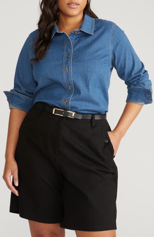 Universal Standard Chambray Button-up Shirt In Blue