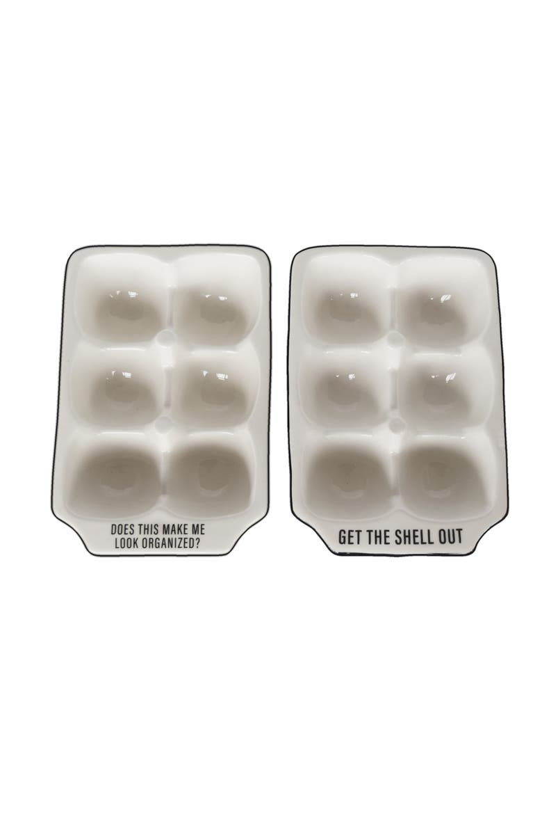 Egg Holders Set of 2 Ceramic White, Main, color, White