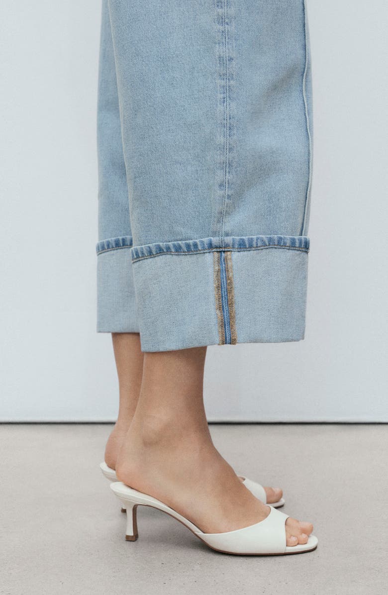 MANGO Turned Up Wide Leg Jeans, Alternate, color, Medium Blue