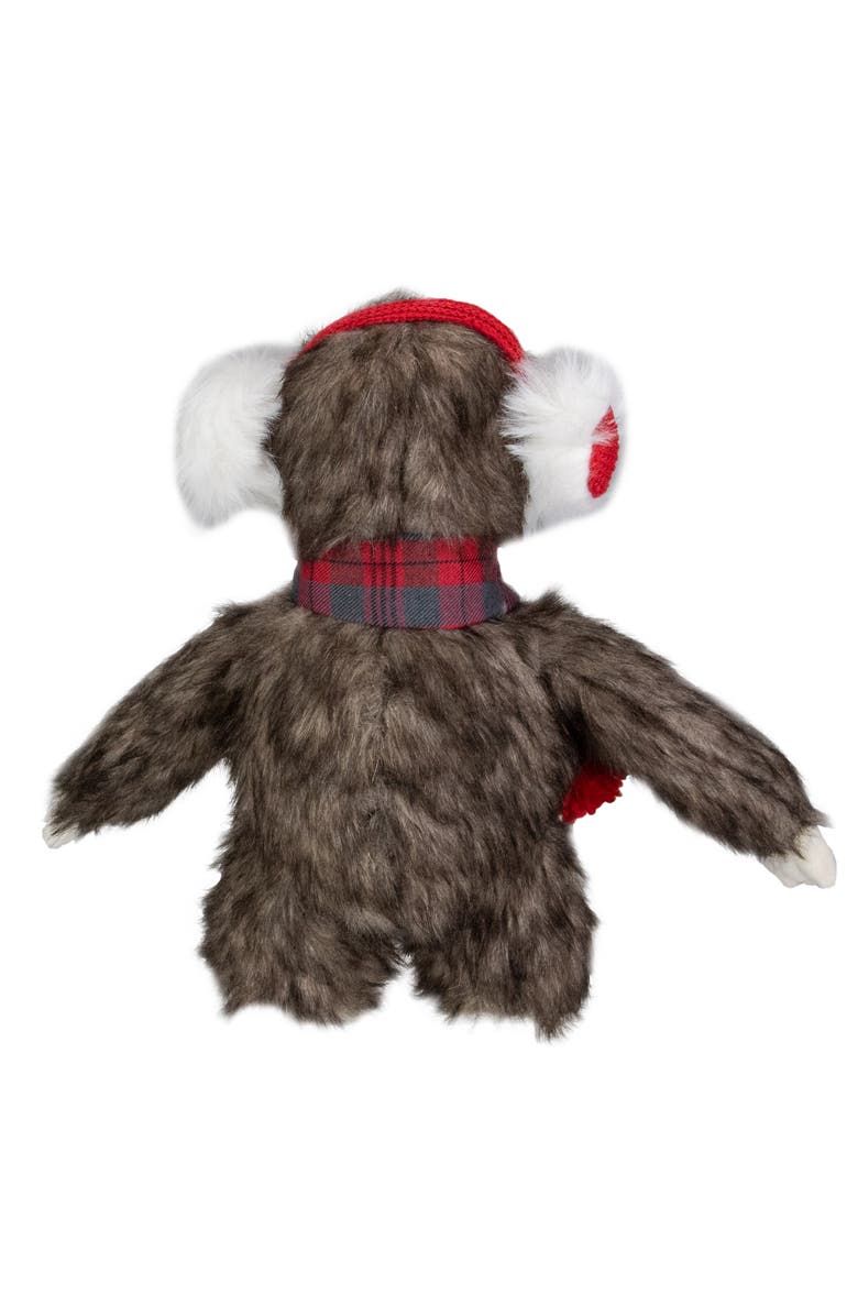 Northlight Plush Sitting Winter Sloth with Plaid and Pom Pom Scarf Christmas Figure - 12", Alternate, color, Brown