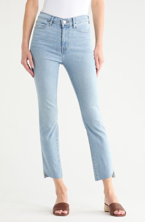 High Waist Step Hem Straight Leg Jeans (Wilson Cascade)