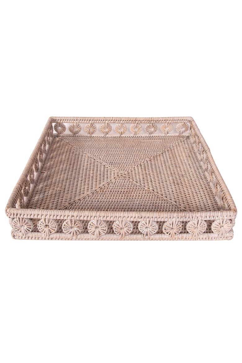 Artifacts Rattan Inna Design Square Tray, Main, color, White Wash