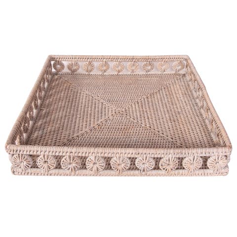 Artifacts Rattan Inna Design Square Tray With Glass Insert