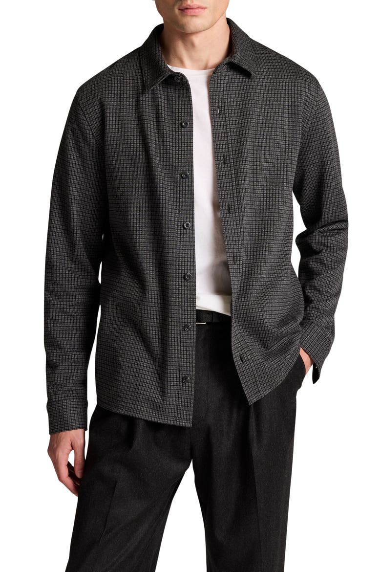 Houndstooth Button-Up Shirt, Main, color, CARBON COMBO