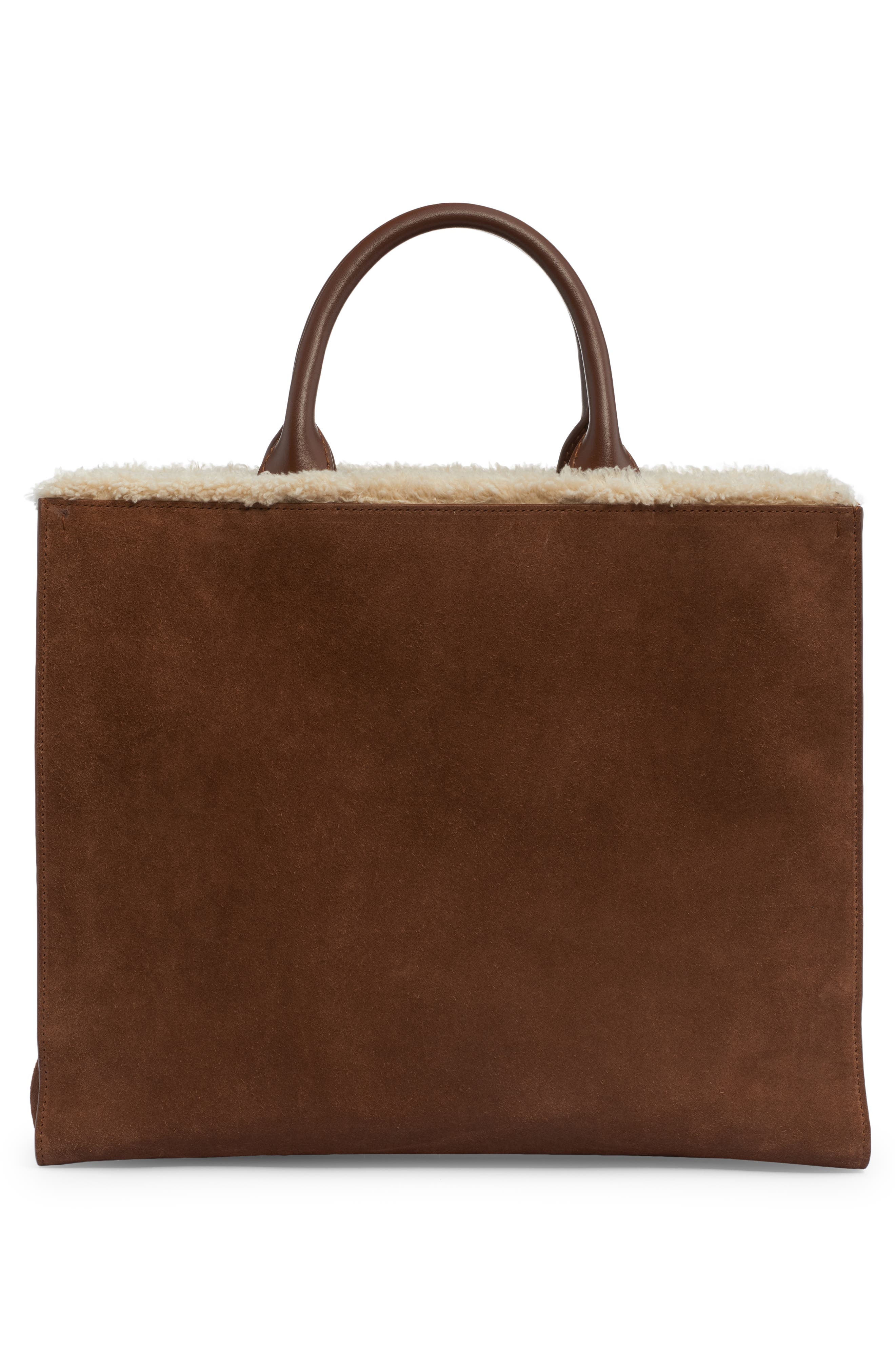 Dolce&Gabbana DG Logo Daily Suede & Faux Shearling Tote, Alternate, color, 