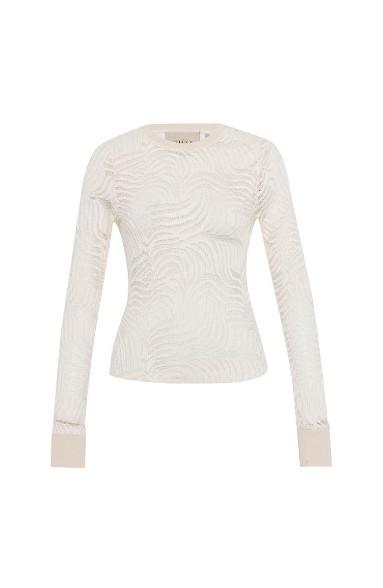 THEO The Label Artemis Fern Lace Long-Sleeve Top, Alternate, color, Ivory