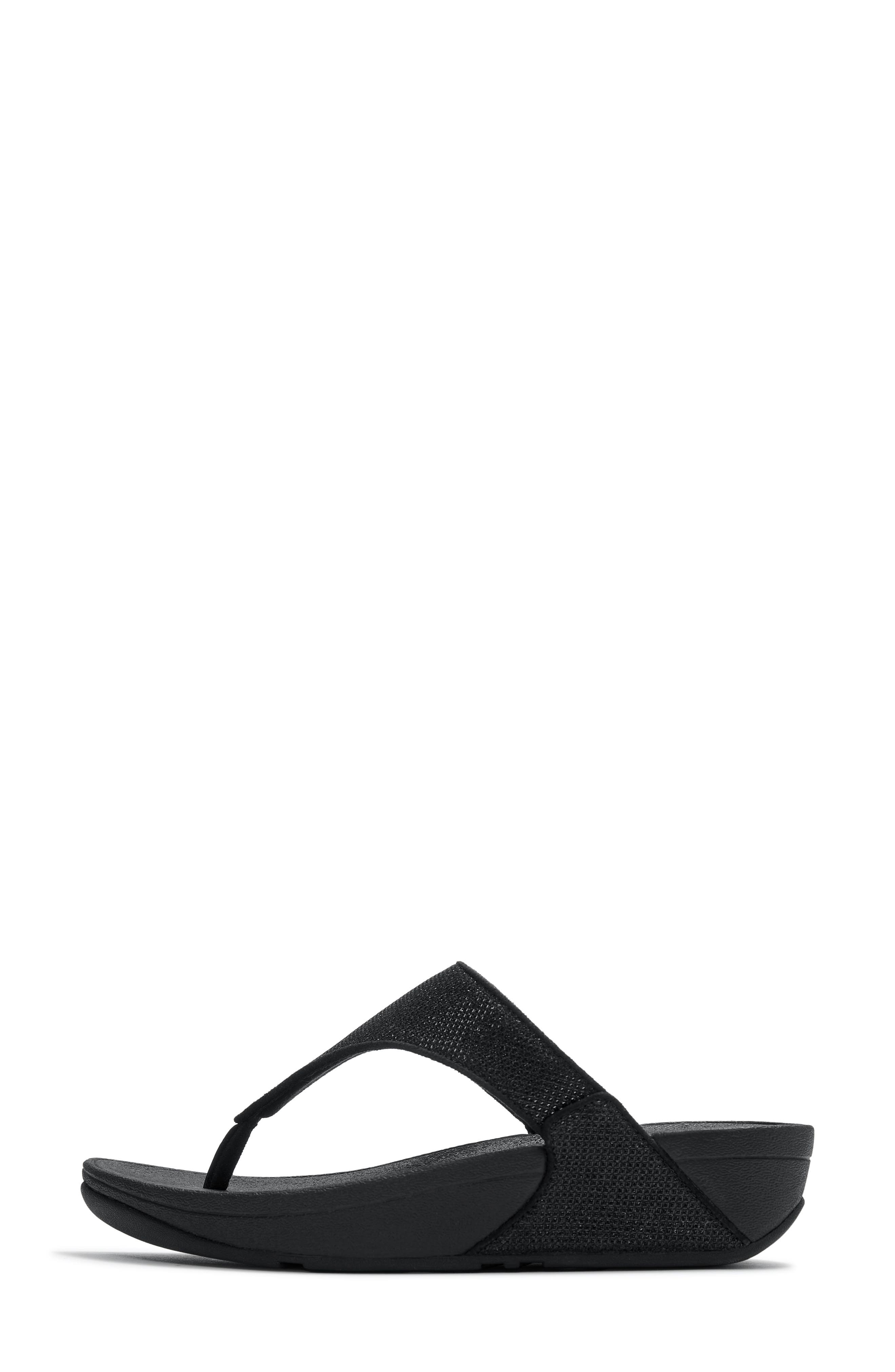 FitFlop Lulu Shimmerglitz Toe Post Sandal, Alternate, color, Black