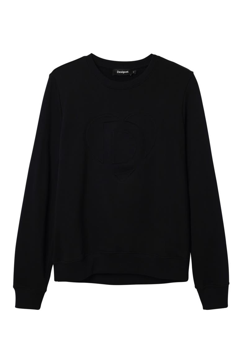 Imagotype Embossed Sweatshirt, Alternate, color, BLACK