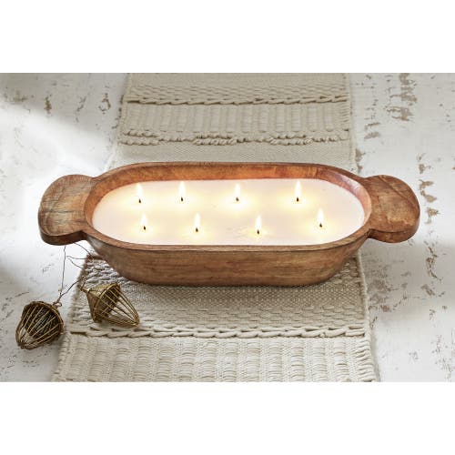 Tag Artisan Dough Bowl 10 Wick Candle Sculpted White Wax Decor In Brown