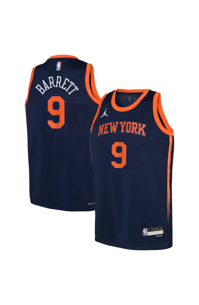 Jordan Brand Youth Jordan Brand RJ Barrett Navy New York Knicks Swingman Jersey - Statement, Alternate, color,