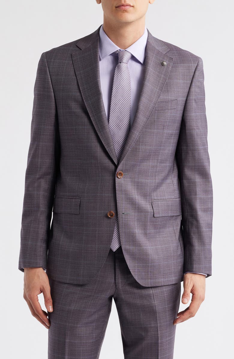 Jack Victor Esprit Regular Fit Burgundy Plaid Super 120s Wool Suit, Alternate, color, Burgundy