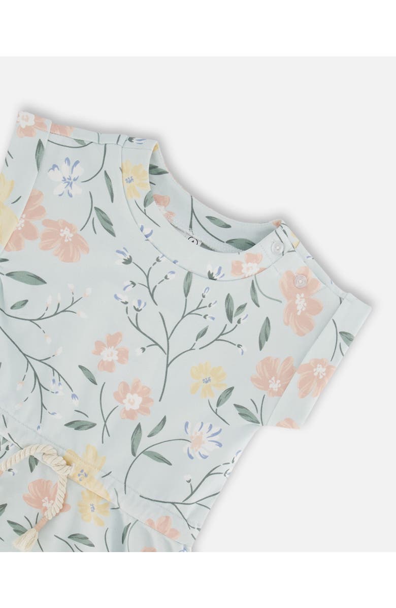 Deux par Deux Girl's French Terry Dress Baby Blue With Printed Romantic Flower, Alternate, color, 