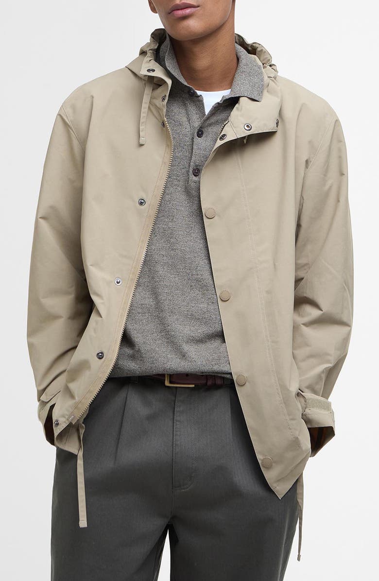 Barbour Quay Water Resistant Hooded Jacket, Main, color, Washed Stone/Bleached Pine