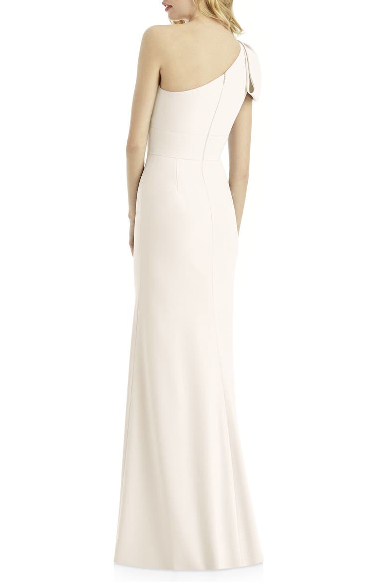 Bow One-Shoulder Trumpet Gown, Alternate, color, IVORY
