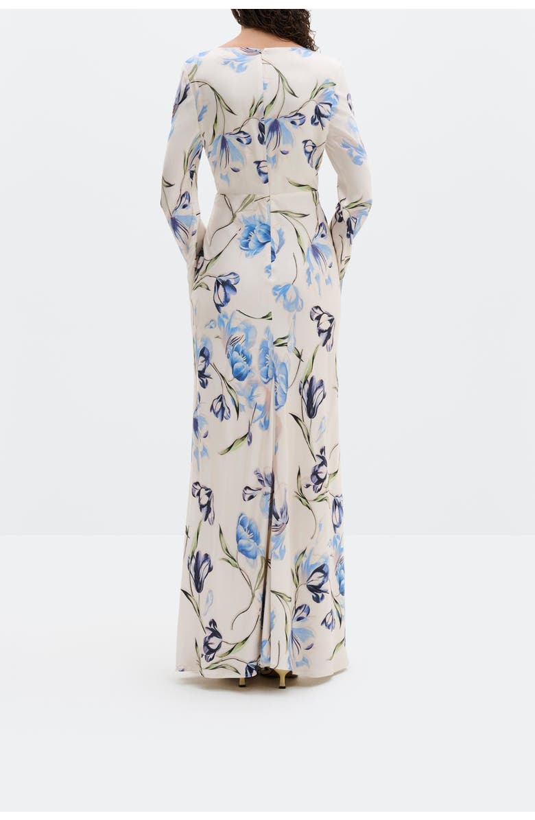 Malina Carolina Flared Sleeve Satin Maxi Dress, Alternate, color, Tulip Blue