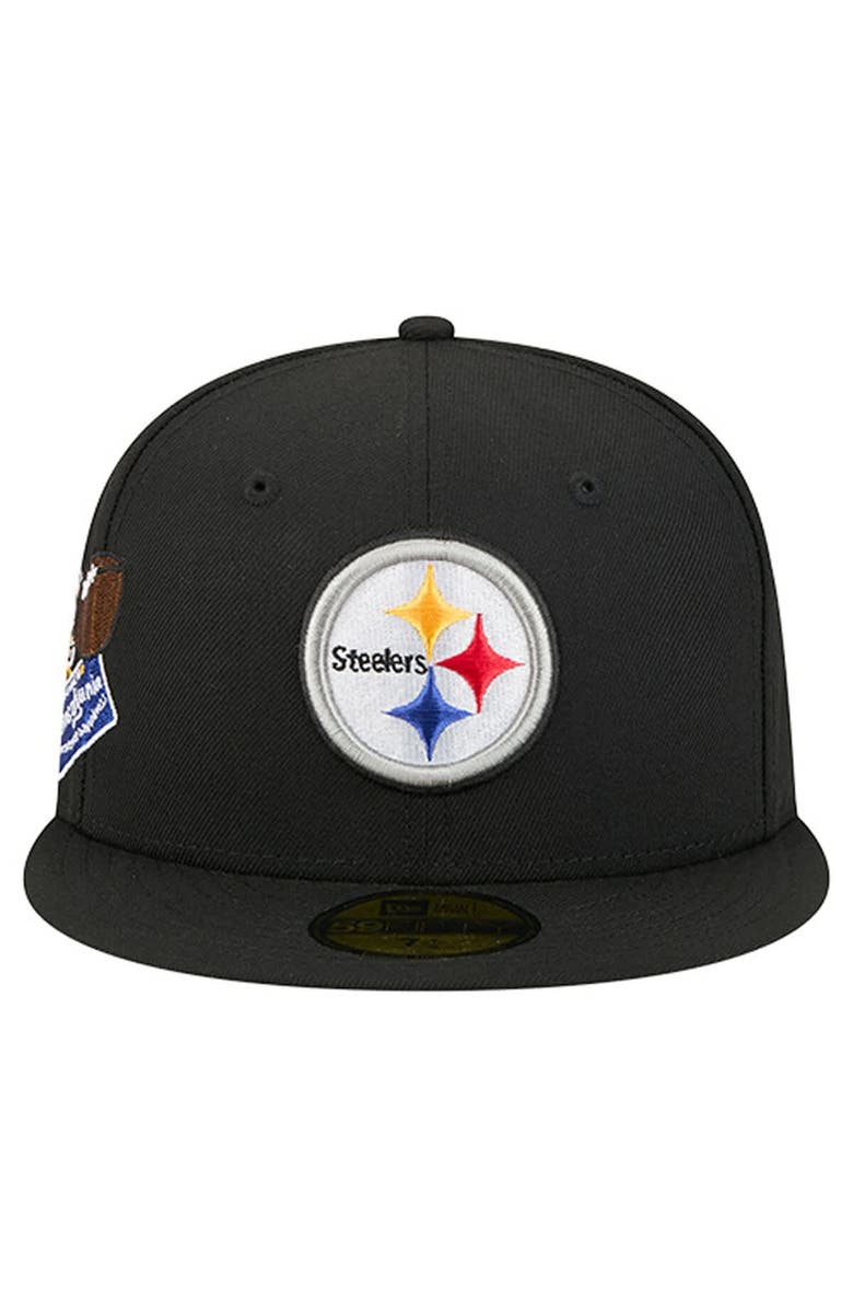 New Era Men
s New Era  Black Pittsburgh Steelers Group Chat 59FIFTY Fitted Hat, Alternate, color, Black