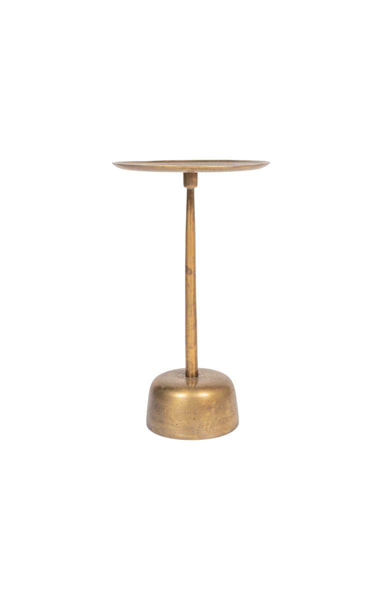 Storied Home Vintage Aluminum Side Table, Antique Brass Finish, Alternate, color,