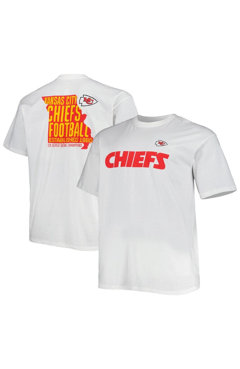 FANATICS Men's Fanatics Branded White Kansas City Chiefs Big & Tall Hometown Collection Hot Shot T-Shirt, Main, color,