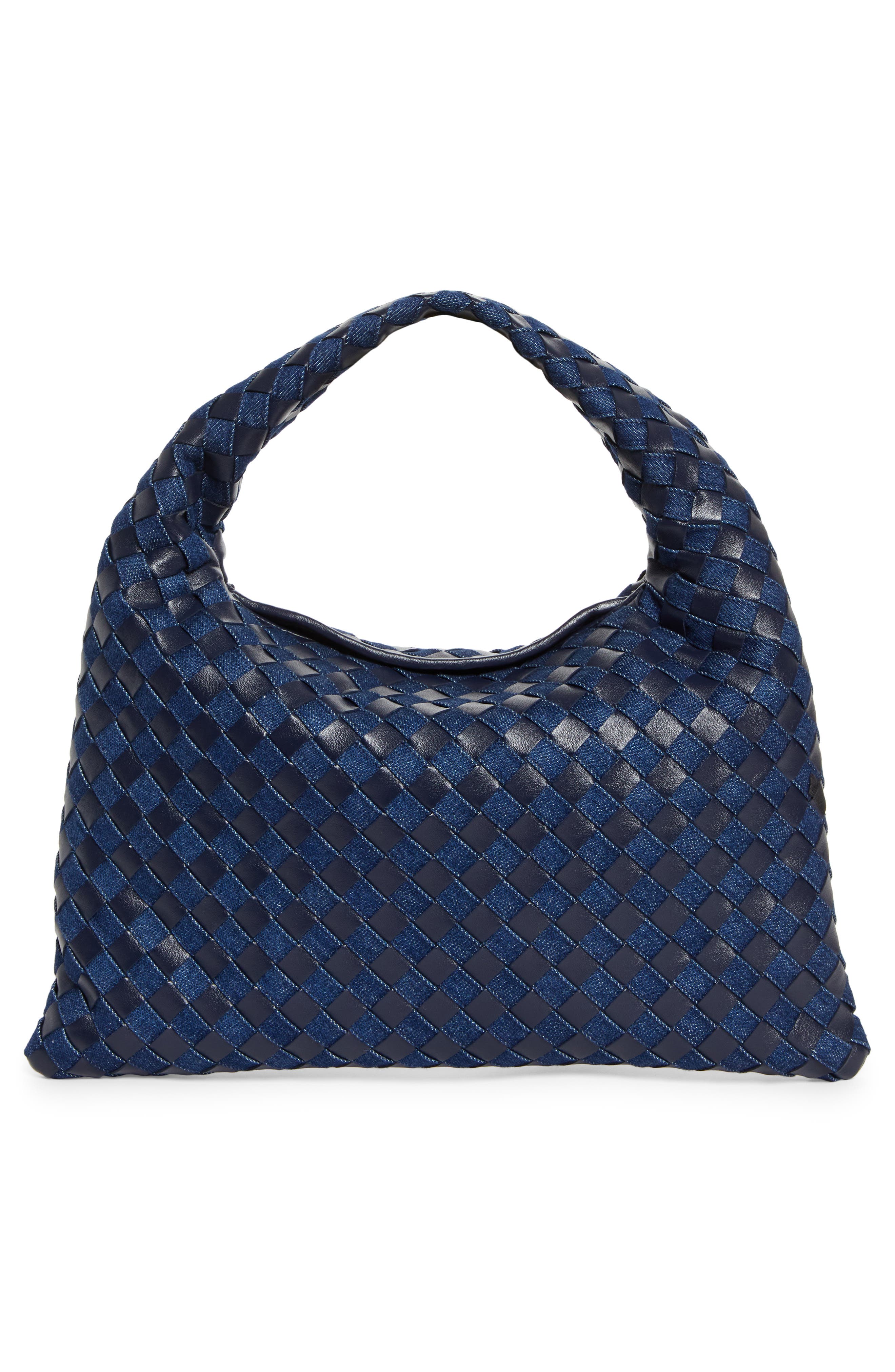 Bottega Veneta Small Hop Intrecciato Leather & Denim Hobo Bag, Alternate, color, 
