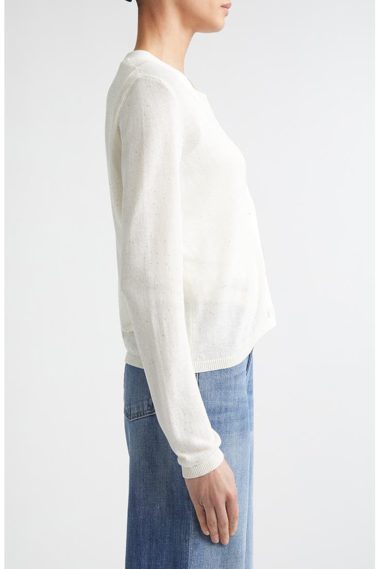 Micro Sequin Silk & Cotton Cardigan, Alternate, color, 00 IVORY