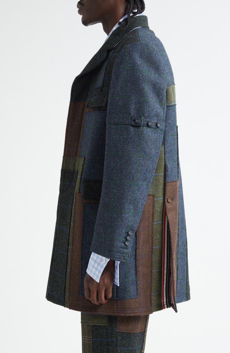 Thom Browne Patchwork Wool Chesterfield Coat, Alternate, color, Seasonal Multi