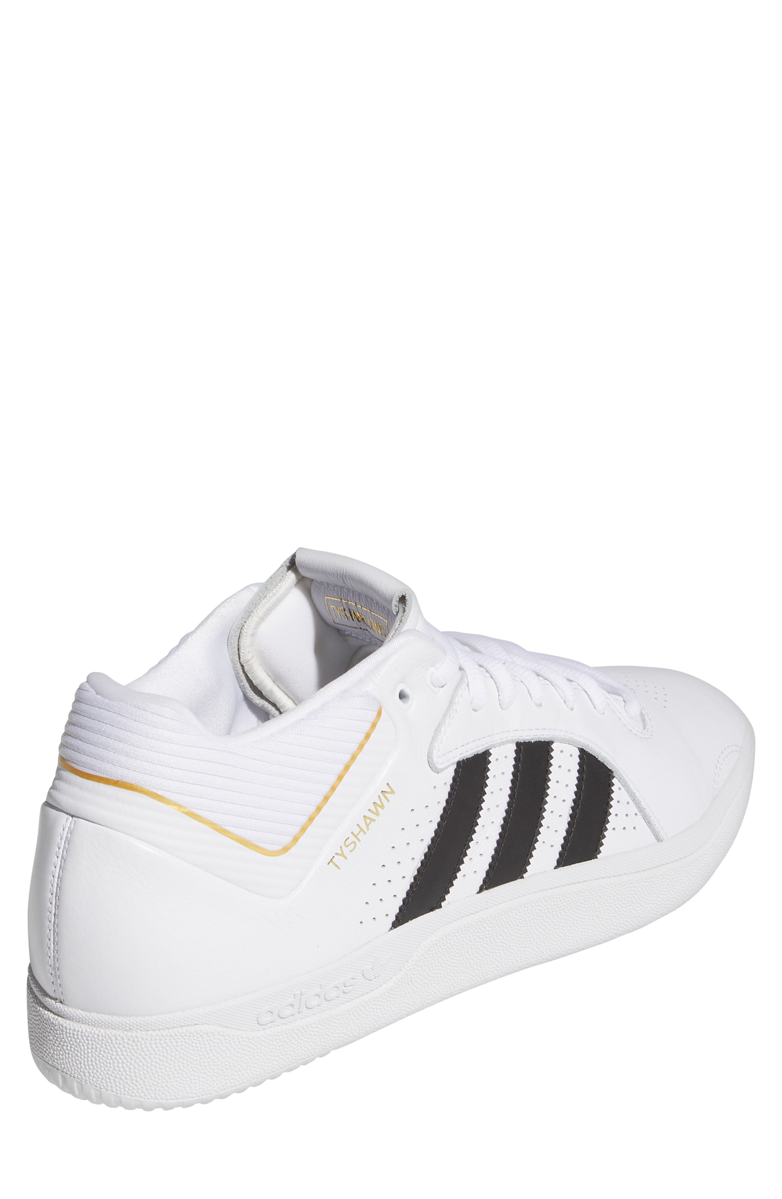 adidas Tyshawn Skateboarding Sneaker, Alternate, color, White/ Black/ Gold