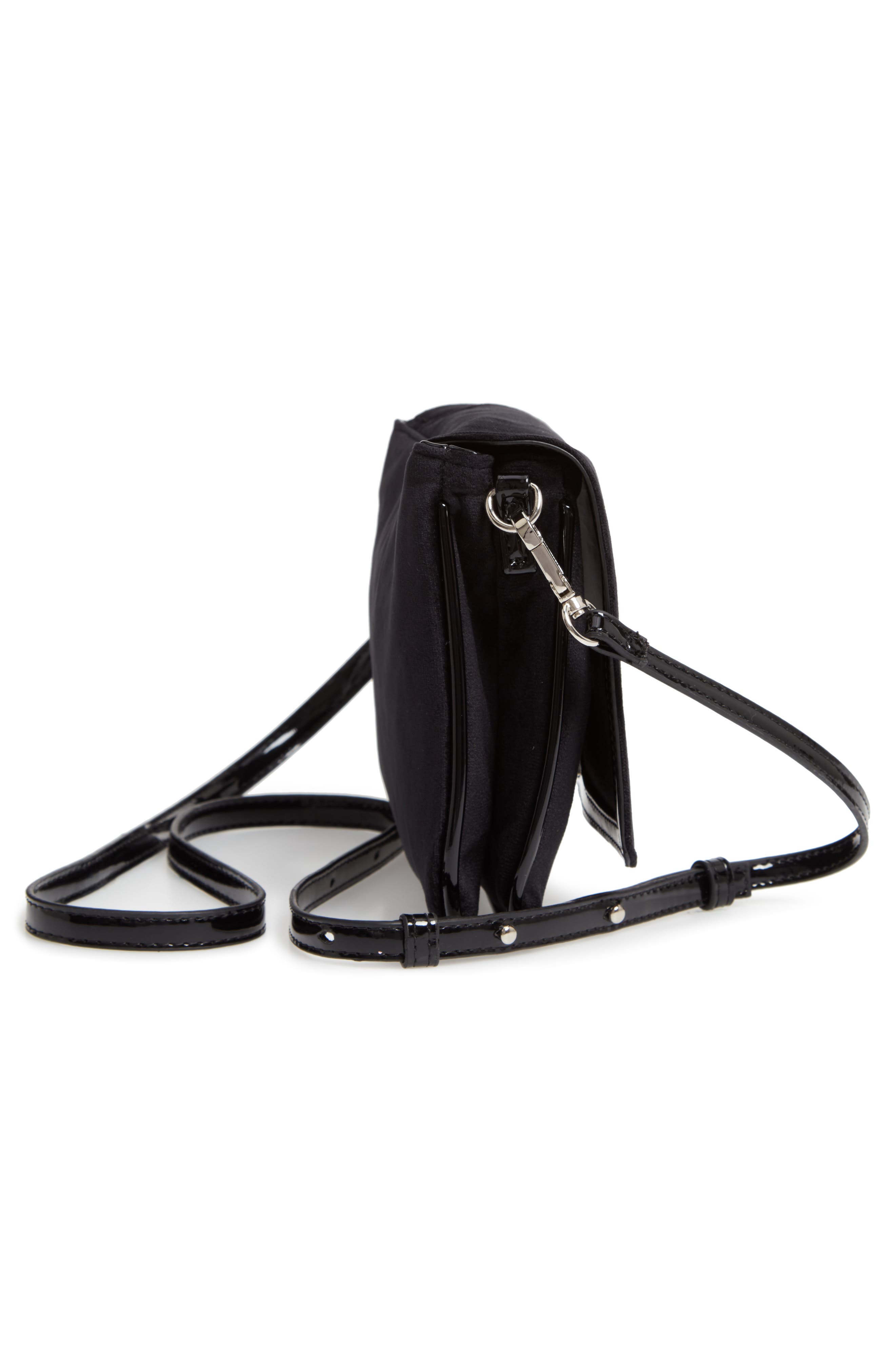 Velvet Crossbody Bag, Alternate, color, BLACK