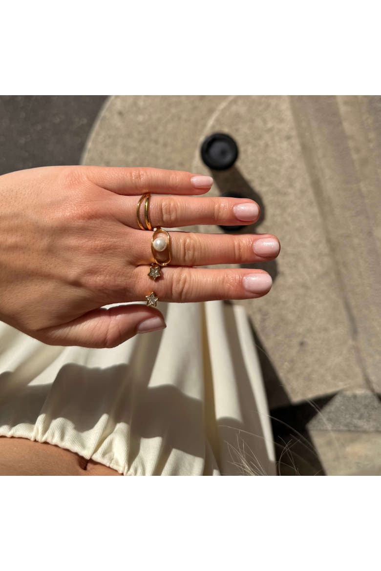 Crystal Double Star Ring, Alternate, color, Gold