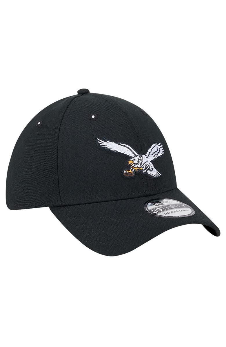 New Era Men's New Era Black Philadelphia Eagles Throwback Main 39THIRTY Flex Hat, Alternate, color, Black